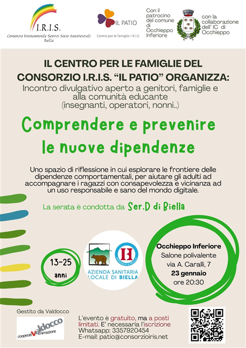 Centro per le Famiglie: DUE EVENTI SULL'ADOLESCENZA a Occhieppo Inferiore e Graglia